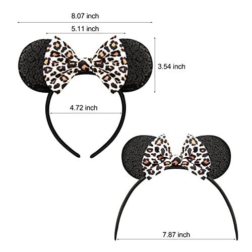 Image of FANYITY Mouse Ears, Sequin Leopard Mouse Ears Headband for Boys Girls Women(baowen)