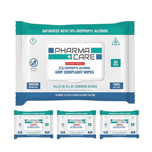 PharmaCare Advanced Formula 70% Alcohol Wipes - (50 Count) 4 Packs