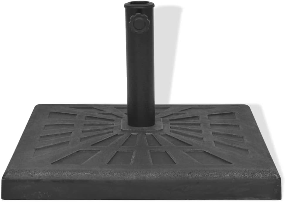 vidaXL - Resin and Steel Parasol Base, Weather-Resistant, Square Design, Black, 41.9 lb, Locking Bolt, Compatible with 1.5" and 1.9" Diameter Poles