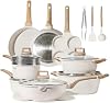 Set de ollas y sartenes CAROTE 21 piezas, juego de utensilios de cocina antiadherentes, con sartén para huevos | Juego de cocina para inducción, duradero, fácil desprendimiento de alimentos, calentamiento rápido y uniforme, con sartén 2