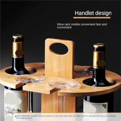 Soporte para botellas de vino de bambú con portavasos miniatura 6