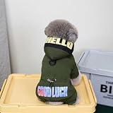 Izefia Hundemantel Haustierbekleidung Overall Winddicht Kaltes Wetter Mäntel 4 Beine Jacke Viel Glück Warm Winter Dicke Kleidung Wasserdicht Schneedicht Baumwollmantel für Kleinen Hund Mittlere Katze