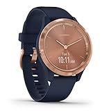 Garmin Unisex – Erwachsene vívomove 3S, Dunkelblau/Rosegold, S, 010-02238-03