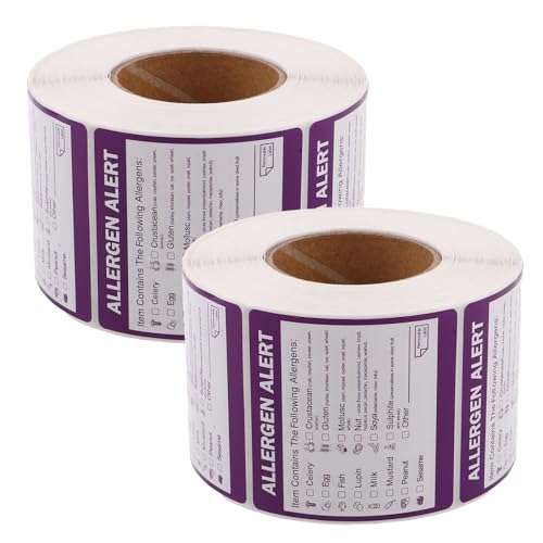 Autocollants de rappel d'allergènes papier couché pour emballages de commerces et boulangeries