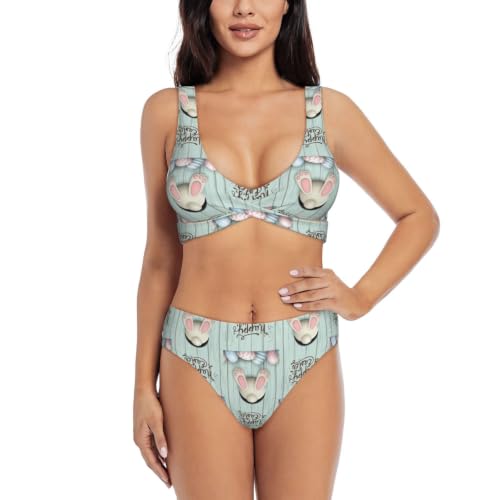 Bikini cola de conejo para mujer con lazo frontal y estilo playa sexy