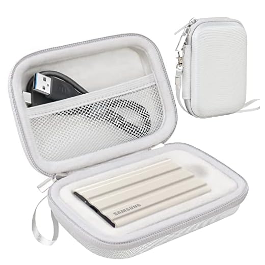 Lacdo Maleta de transporte de disco rígido para Samsung T7 Shield/T7 Touch Unidades de estado sólido portáteis 500 GB 1/2TB USB 3.2 SSD externo armazenamento à prova de choque Bolsa de viagem,Cinza