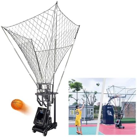 Basketball Shooting Machine - APP Automatic Ball Machine with Multiple Serving Modes, Intelligent Induction, 0-180° Angle, 1.5-7S Serve Frequency, 4-10M Serving Distance for Court