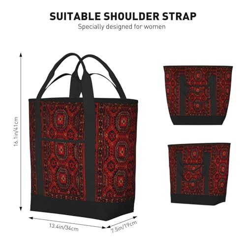 Antique Oriental Large Capacity Insulated Shopping Tote Bag – Keeps Food Cold/Hot For Hours, Ideal For Travel, Groceries & Outdoor Use3