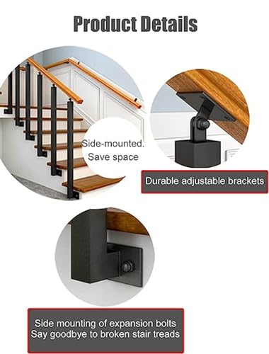 Balaustres de escalera cuadrados regulables con soporte plano para barandilla metalica de terraza 6