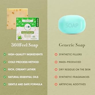 360Feel Patchouli Soap - Made in the USA - Castile Handmade, All Natural, Cold Processed - Infused with Patchouli for Relaxation and Gentle Cleanse - Rich Moisturizing Lather - 5 oz