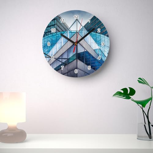 Horloge murale en verre architecture bâtiment moderne blanc pendule design 20cm