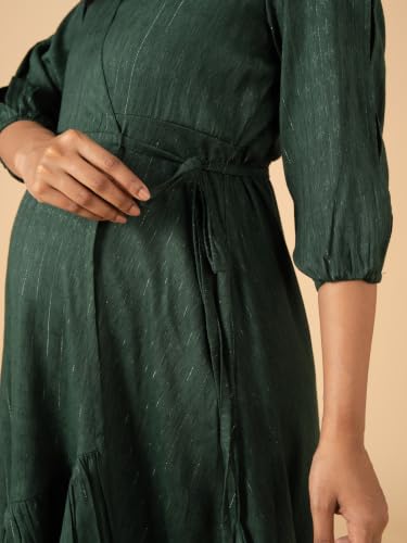 Image of The Mom Store Maternity and Nursing Wrap Dress for New Mom | Pre and Post Pregnancy Wear for Womens | Trendy Stylish Printed Friendly Dresses for Women | Comfortable