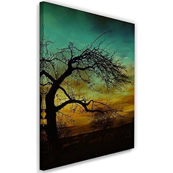 Feeby Canvas Zelfassemblage 100x140 cm Landschap Avond Droge takken Lucht Muurschildering Kunst Afdruk Deco Woonkamer Home Decoratie Planten Natuur Bomen Groen