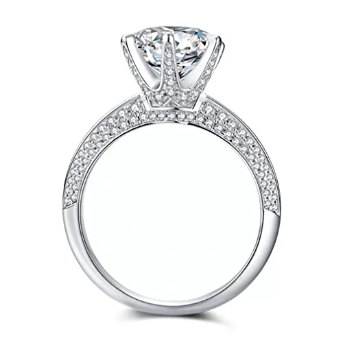 Bague moissanite 3Kt en argent S925 pour mariage femme
