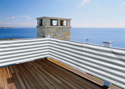 HIRARI 日除け シェード ベランダ サンシェード ベランダ 目隠し ベランダ 日よけ シェード 300x80cm グレーホワイト 3年間の