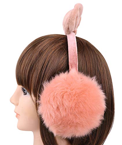 Simplicity Women's Faux Fur Winter Ear Warmers Earmuffs Fleece Bow Coral - Thumbnail 3