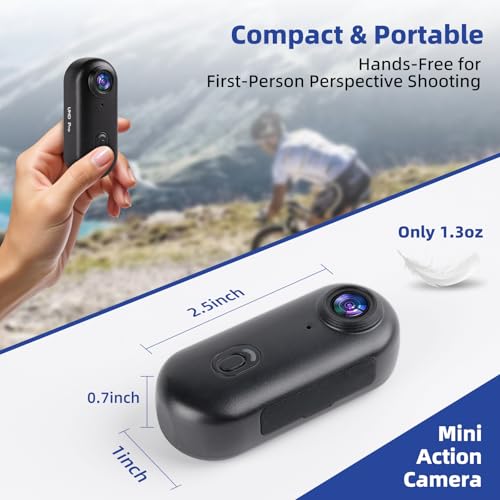 Image of Mini Body Camera - 1080P Action Camera 64G Thumb POV Portable Motorcycle Camera Suitable for Biking Skiing Fishing Baseball Football Pets and Family Records(Black)