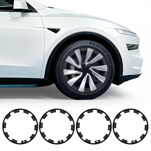 Image of Tesla Model Y Juniper Rim Protector Fit 20 inch Helix 2.0 Wheels 2025-2026|Wheel Covers 20 inch|ABS Guard Hubcap Cover for Curb Rash Prevention| Model Y Juniper Accessories|Matte Black(Set of 4)