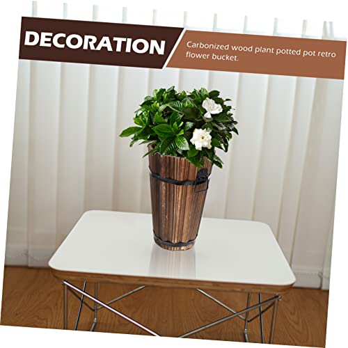 Pot de fleurs bois style rétro et bac à plantes rustique pour extérieur