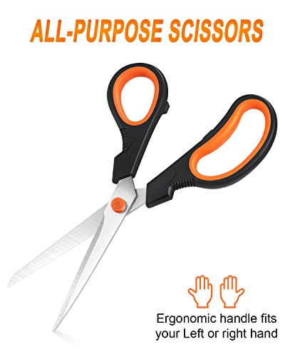 Scissors, All Purpose Thickened Craft Scissor 8.5", Stainless Steel Sharper Comfort Grip Sewing Fabric Scissors For Office School Home Supplies, Right/Left Handed, 3-Pack… #TOP2