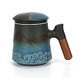 ✔【Material excelente】: la taza de té está hecha de cerámica de alta calidad y la pared es lo suficientemente gruesa como para prolongar la vida útil de la taza de té.