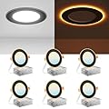 Amico 6 Pack Black 4 Inch 5CCT LED Recessed Ceiling Light with Night Light, 2700K/3000K/3500K/4000K/5000K Selectable Ultra-Thin Lighting, 10W=90W, 700LM, Dimmable Canless Wafer Downlight - ETL&FCC