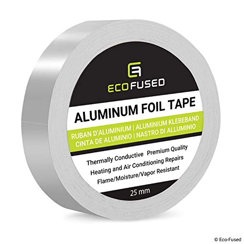 Eco-Fused Adhesive Aluminum Foil Tape - for Heating and Air Conditioning Repairs - Thermally Conductive - Flame/Moisture/Vapor Resistant - Heat and Light Reflective (1 inch x 27 Yards)