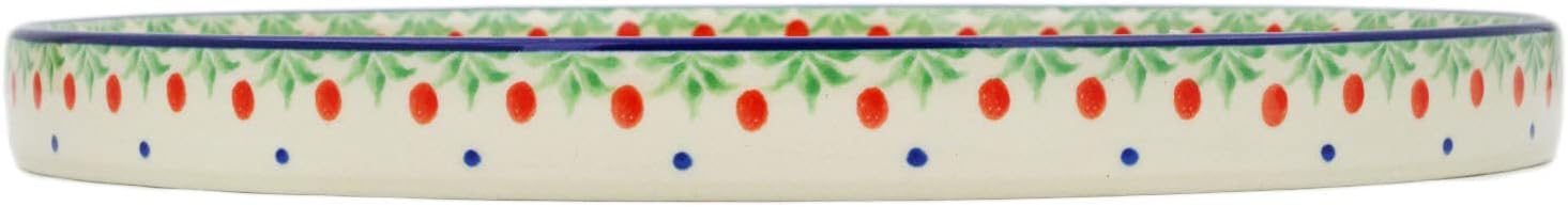 Polmedia Polish Pottery Platter 10-inch - Babcia's Garden Pattern Handmade in Boleslawiec Poland by Ceramika Artystyczna + Certificate of Authenticity
