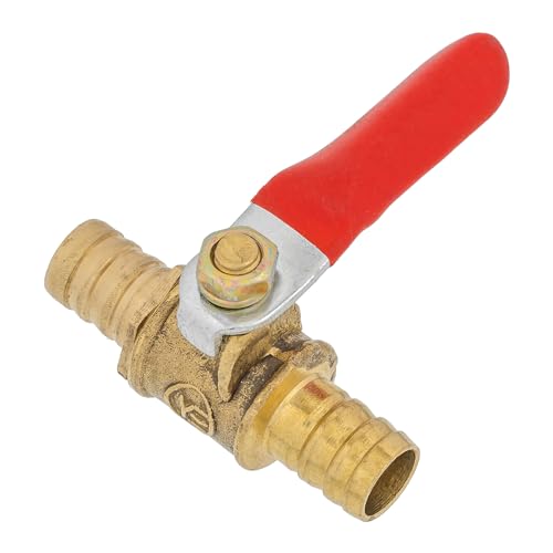 HALLMERS 10mm to 10mm Barbed Fitting Brass Inline Ball Valve with Lever Handle - Flow Control Durable Shut Off Valve for Low Pressure Water Air Gas Fuel Line Tap Irrigation Applications