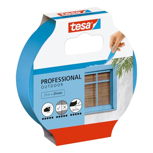 tesa Nastro per Mascherature da Esterni - Nastro adesivo sottile per mascherature precise all'aperto, resistente ai raggi UV e alle intemperie - 25 m x 25 mm