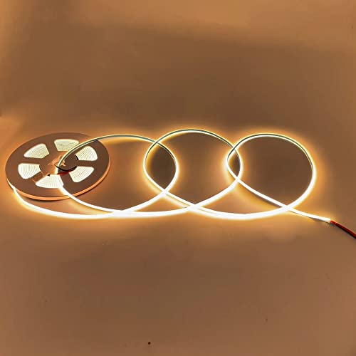Image of New DC 12V /24V 3MM Thin PCB Premium High Brightness COB LED Strip Flexible High Density Chips CRI 90+ UHB Warm Natural White Light 5M (DC 12V, Natural Light 4000K)