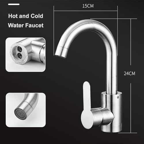 Wall Mounted Stainless Steel Corner Sink with Hot and Cold Water Faucet Ideal for Kitchen Bathroom Restaurant and Toilet