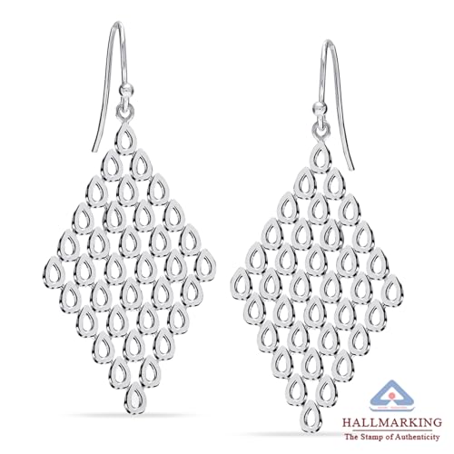 Image of TRUESILVER ACPL 925 Sterling Silver Dangle Earrings for Women | BIS Hallmarked Elegant Long Drop Earrings | Stylish Chandelier Design Jewelry