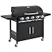 Produktbild Juskys BBQ Gasgrill Dakota  Grillwagen mit 5 Brenner 18 kW - Barbecue Grill inkl. Deckel, Warmhalterost, Seitenablagen, Thermometer & Abdeckplane