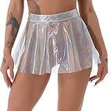 Transparenter PVC-Damen-Minirock mit plissiertem Detail und hoher Taille für Partyeinrichtungen (M transparent)