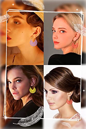 12 pairs of colorful cutout boho cutout pattern bohemia earrings for women hanging dangling fashion set boho DIY lightweight women's earrings candy color earrings4