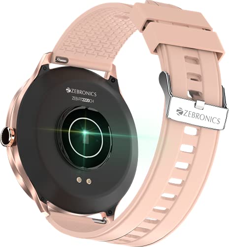 Image of ZEBRONICS Zeb-Fit2220CH Smart Fitness Band, 2.5D Curved Glass Full Touch Display, SpO2, BP & Heart Rate Monitor, IP68 Water Resistant, 8 Sports Mode (Gold Rim + Rose Gold Strap)