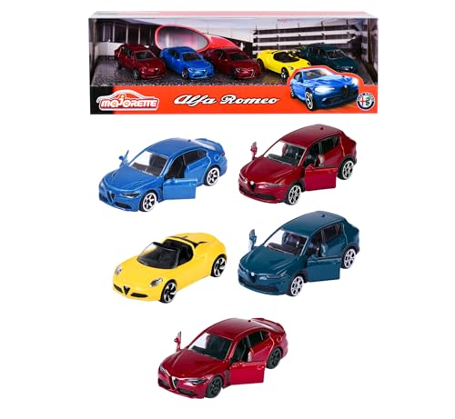 Majorette – Dream Cars – 5 Alfa Romeo – Coches de Juguete como Set de Regalo, Modelos de Coches para coleccionistas o niños a Partir de 3 años, Alfa Romeo