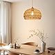 Aulaiyi Hängelampe Rattan Ø30cm, Boho Pendelleuchte Esstisch mit E27 Fassung, Handgewebter Lampenschirm, Braun Vintage Hängeleuchte für Schlafzimmer Wohnzimmer Küche (Glühbirnen Nicht Enthalten)