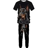 Cachorro Perro 3D Impreso Chándal de los Hombres de Manga Corta Conjuntos de 2 Piezas de impresión del Perro Camiseta y Joggers Ropa Deportiva