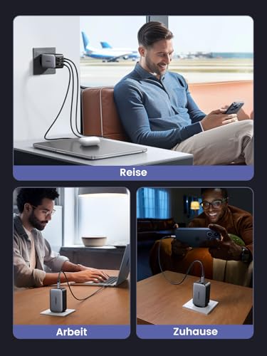 UGREEN Nexode USB C Ladegerät 65W GaN Netzteil 3-Port PD Charger 60W PPS kompatibel mit MacBook Pro/Air, iPhone 17 Pro Max/16/15, iPads, Galaxy S24 Ultra/S23/S22(Schwarz) – Bild 6