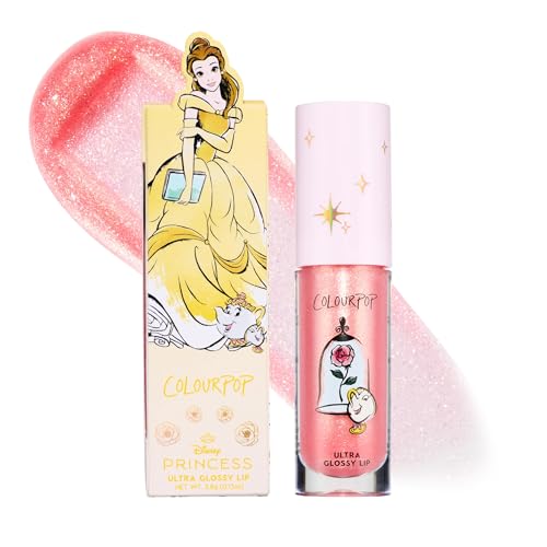 ColourPop x Disney Princess Ultra Glossy Lip Gloss - High-Shine Non-Sticky & Hydrating Lip Gloss - Infused with Hyaluronic Acid Kakadu Plum & Cherry - Rosy Pink Mademoiselle Belle (0.24 Fl oz)