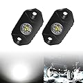 4WDKING White LED Rock Lights, 2 Pods IP68 Waterproof Underbody Glow Trail Rig Lamp LED Neon Lights for Truck Jeep Off Road Truck Car Boat ATV SUV Motorcycle