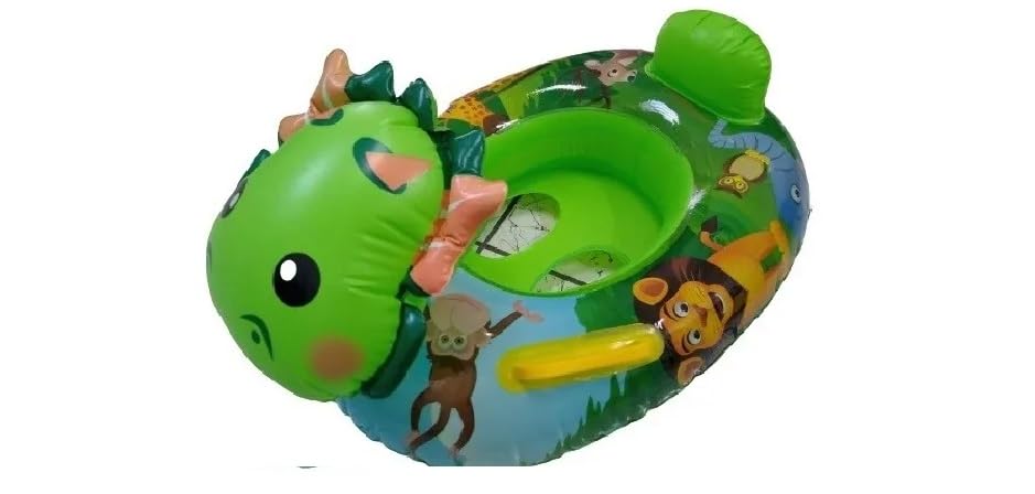 Image of Kids Inflatable Cartoon Swim Ring with Seat - Pink Baby Pool Float (TODO-Swiming-Ring)
