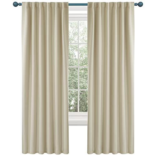 Deconovo Solid Thermal Insulated Window Blackout Curtains, Beige Rod Pocket And Back Tab Curtains - Window Coverings Curtains For Girls Room, 52X95 Inch, Beige, Set Of 2 #TOP1