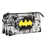Estuche portatodo rectangular Karactermania Batman B/N-Estuche Portatodo Triple FAN, Gris