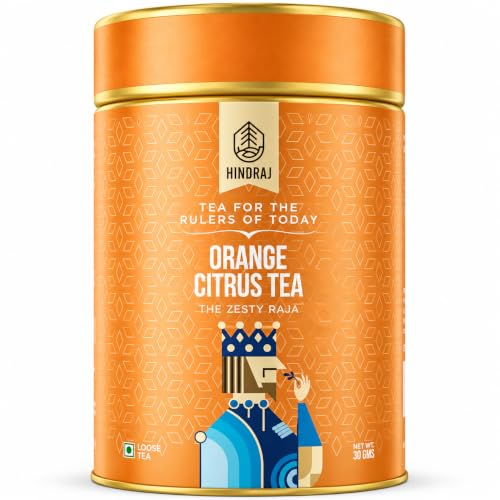 Image of Hindraj The Zesty Raja Orange Green Tea Loose Leaves 30 g Organic with Natural Citrus Notes Refreshing Ice Tea, Vitamin Rich, No Sugar, Light Fruit