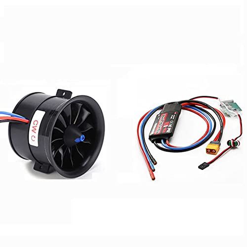 Powerfun Cw Ccw Edf 70Mm Pro Cw 12 Blades Ducted Fan With Rc Brushless Motor 2100Kv 6S With Esc 80A(2~6S) Balance Tested For Cw Edf 6S Rc Jet Airplane #TOP4