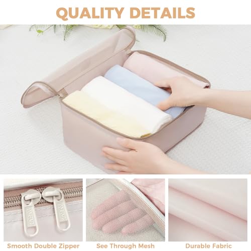 Image of BAGAIL 9 Set Packing Cubes with Packing List Luggage Packing Organizers for Travel Accessories (Cream)