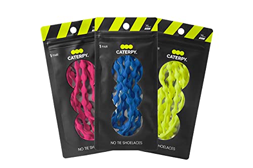 Caterpy RUN - Ultimate No Tie Shoelaces for Adults & Kids - Versatile & Easy-to-Use Shoe Laces - Multicolor, Adults: 30in / 75cm, 3 Pack